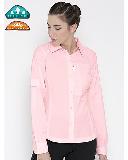 Columbia Women Pink Silver Ridge Long Sleeve Shirt (Sun Protection)