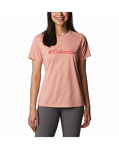 Columbia Women Peach W Zero Rules Graphic Crew T-Shirt (Sun Protection)