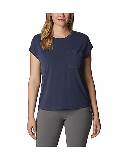 Columbia Women Navy Blue Boundless Trek Short Sleeve T-Shirt 