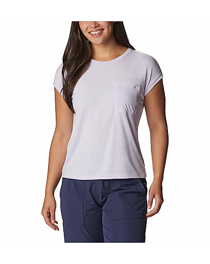Columbia Women Purple Boundless Trek Short Sleeve T-Shirt