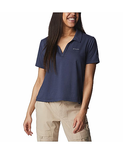 Columbia Women Navy Blue W Sun Trek Polo T-Shirt