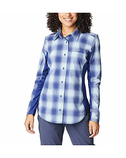 Columbia Women Blue Claudia Ridge Long Sleeve Shirt 