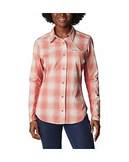 Columbia Women Red Claudia Ridge Long Sleeve Shirt 