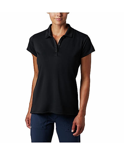 Columbia Women Black Innisfree Short Sleeve Polo T-Shirt (Sun Protection)