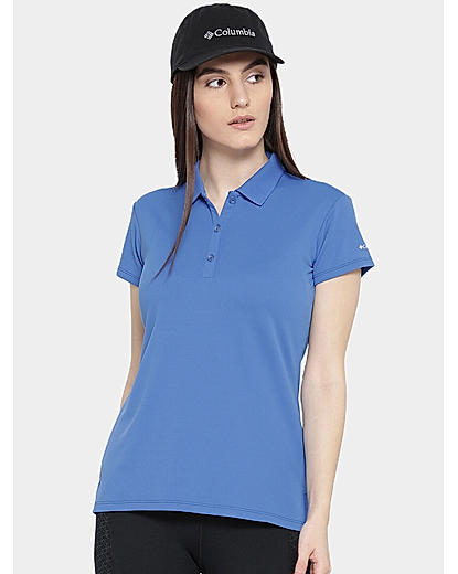 Columbia Women Blue Innisfree Short Sleeve Polo T-Shirt (Sun Protection)