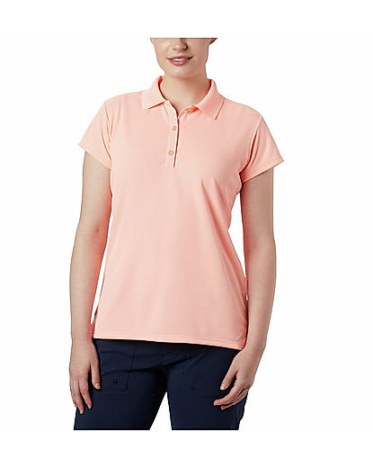 Columbia Women Peach Innisfree Short Sleeve Polo T-Shirt (Sun Protection)
