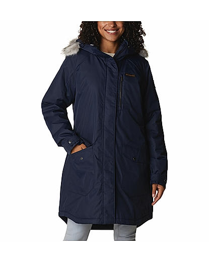 Columbia Women Navy Blue Suttle Mountain Long Insulated Jacket 