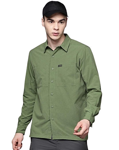 Columbia Mens Green Omni-Wick Black Mesa LW Long Sleeve Shirt