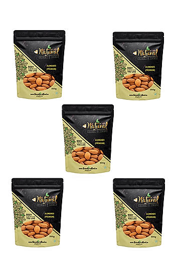 Powerful Punch - Natural California Premium Almonds (200 gms X 5 Combo Pack)