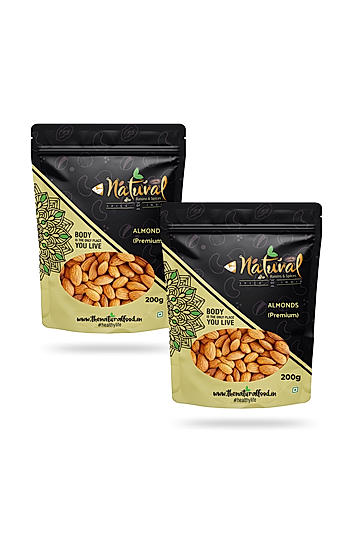 Natural California Premium Almonds (200 gms X 2 Combo Pack)