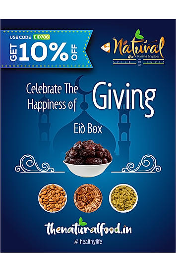 Eid Box  - Safawi Dates (400gm), Green Raisins, Almonds & Fig ( 200 gm Each Combo)