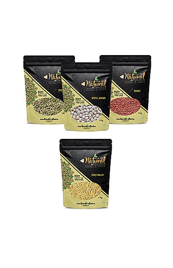 Rye, Ragi, Kodo Millet & White Jowar - Fiber Rich (1 Kg each)