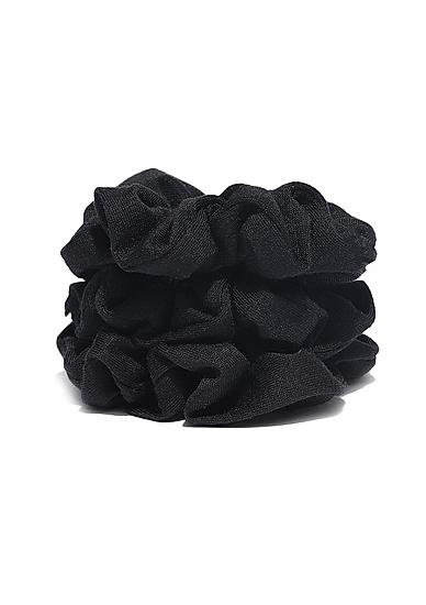 Set Of 3 Black Scrunchie Rubber Band