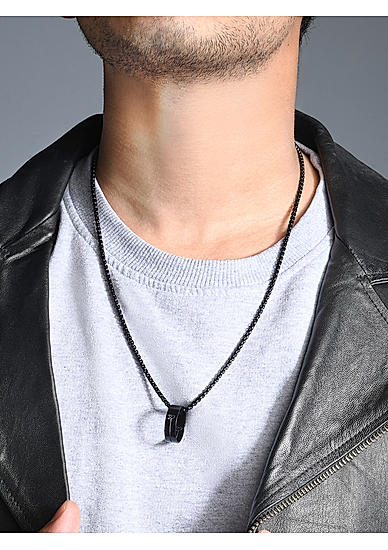 Buy Black Charm Ring Men Necklace Best Price 1497