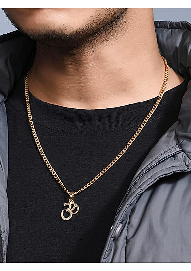 The Bro Code Gold Plated OM Pendant Necklace for Men