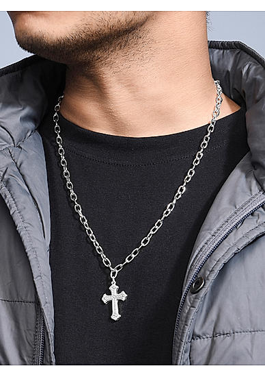 The Bro Code Silver Plated Cross Pendant Necklace for Men