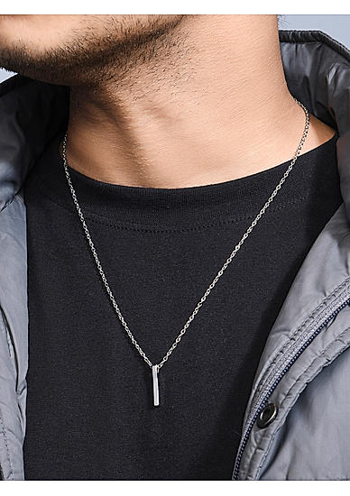 The Bro Code Silver Plated Bar Pendant Necklace for Men