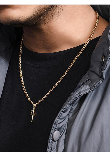 The Bro Code Gold Plated Devi Thrishul Pendant Necklace for Men