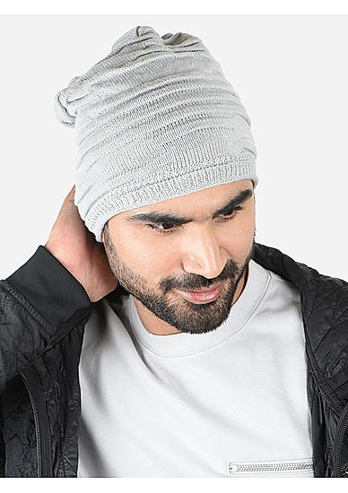 The Bro Code Grey Special Winter Seasonal Wear Synthetic Wool Benie For Men 