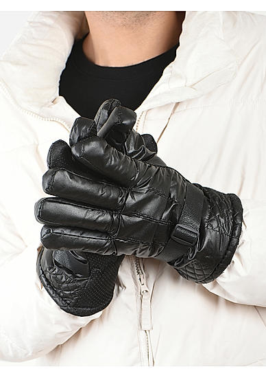 The Bro Code Black Special Winter Seasonal Wear PU Material Gloves For Men 