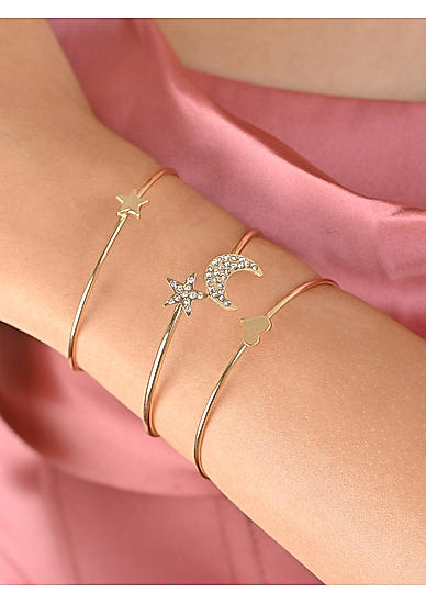 Toniq Gold Plated Star and Moon Shape Set of 4 Bracelet kada