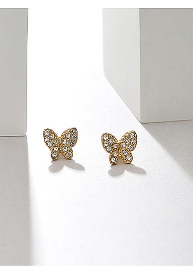 Toniq Gold Plated American Diamond studded Butterfly Stud Earrings for Women