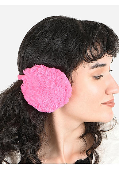 Toniq Lovely Hot Pink  Special Winter  Seasonal Wear Fur Ear Muffer For Women 