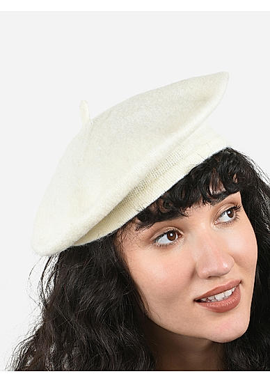 Toniq Cute White  Special Winter  Seasonal Wear Pu Cap For Women 