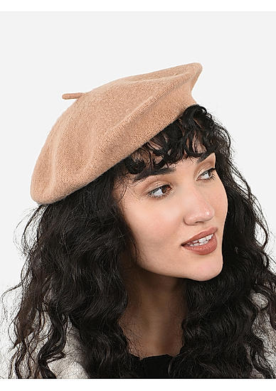 Toniq Cute Tan  Special Winter  Seasonal Wear Pu Cap For Women 