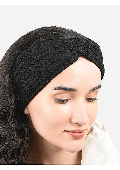 Toniq Glamorous Black  Special Winter  Seasonal Wear Synthetic Wool Hair Band For Women 