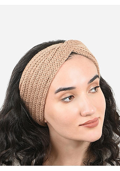 Toniq Ravishing Tan  Special Winter  Seasonal Wear Synthetic Wool Hair Band For Women 