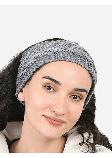 Toniq Gorgeous Grey  Special Winter  Seasonal Wear Synthetic Wool Hair Band For Women 