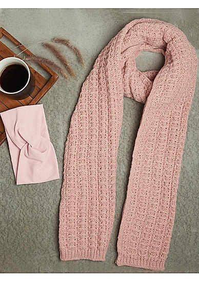 Toniq Stylish Pink Winter Special Combo of 1 Stole and 1 Head Band for Women