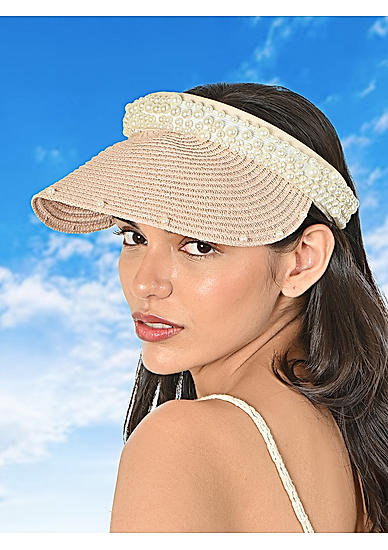 Women Pearl Pink Summer Beach Sun Visor Hat