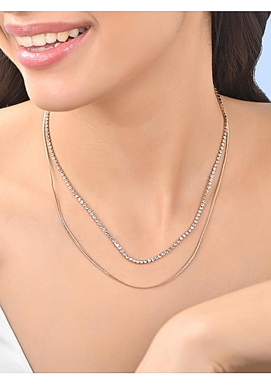 Women Gold Plated Casual Minimal Layer Choker Necklace