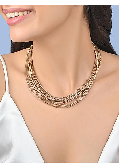 Women Gold Plated Multi Layered Choker Necklace