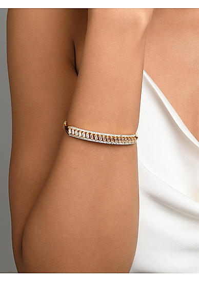 American Diamond Gold Plated Bangle-Style Bracelet