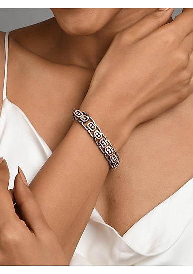 American Diamond Gunmetal Plated Wraparound Bracelet