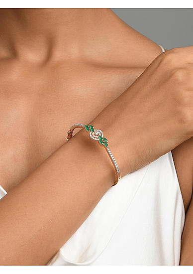 Emerald American Diamond Rose Gold Plated Bangle-Style Bracelet