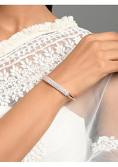 American Diamond Rose Gold Plated Bangle-Style Bracelet