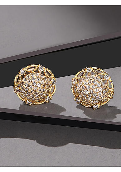 Stones Gold Plated Spherical Stud Earring