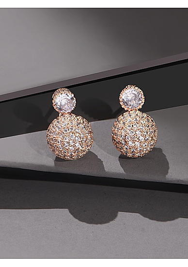 Stones Rose Gold Plated Spherical Stud Earring