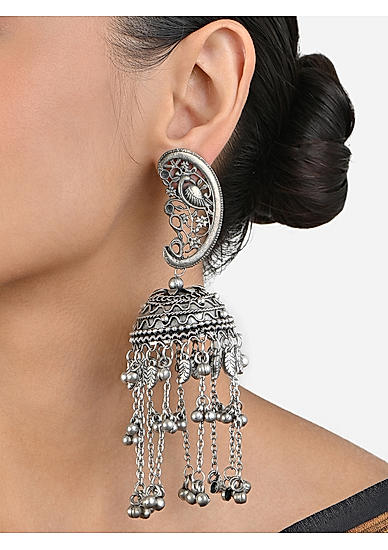 FIDA Attractive Silver Oxidised Ghunghroo Jhmkas For Women