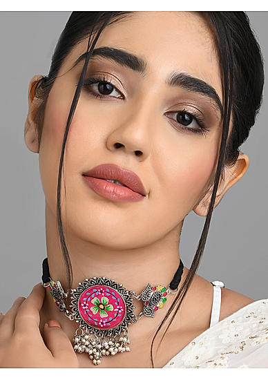 Fida Ethnic Oxidised Silver Rainbow Jewellery Set for Women