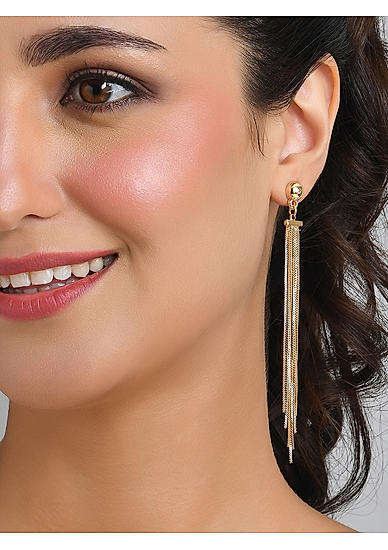 ToniQ Stylish Gold Plated Waterfall Drop Earrings For Women