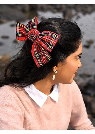 Toniq Red Holiday Plaid Barette Hair Clips For Women