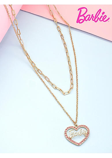 Barbie™ Limited Edition  Pink  Stone Studded Heart Shape Charm Necklace