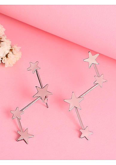 Silver Plated Star Contemporary Stud Earring