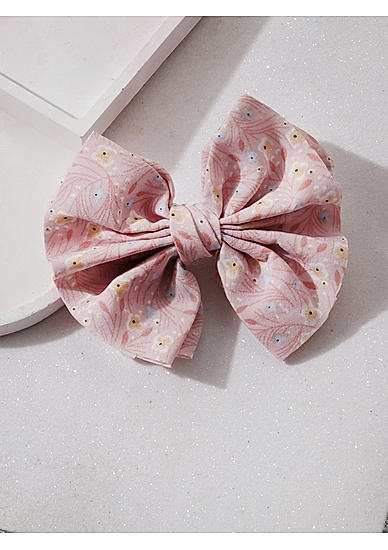 Pink Floral Bow French Barette