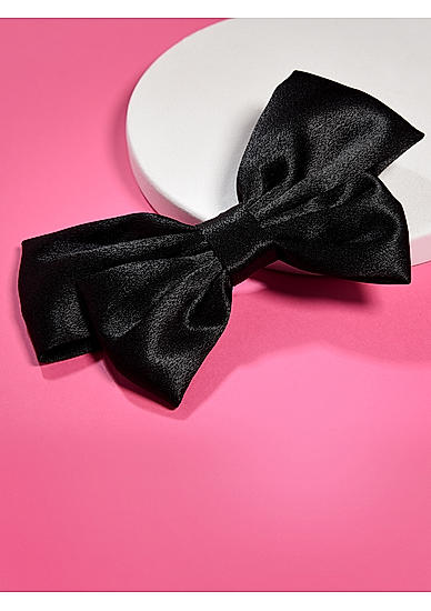 Black Silk Satin Bow French Barrette